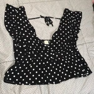 Polka-dot short blouse, size Medium